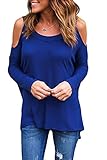 Alvaq Women's Cold Open Shoulder Long Sleeve Loose Knitted Sweater Top Blouse