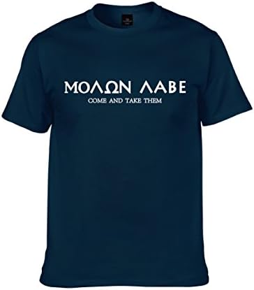 TopsHouse Men's Molon Labe Crewneck Short Sleeve T-shirt Navy 3XL