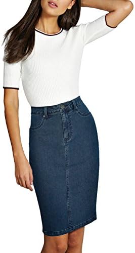 Womens Super Comfy Perfect Fit Stretch Denim Skirt