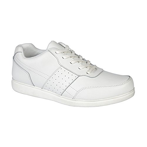 Dek Mens Strike Coated Leather Lace Up Lawn Bowls Style Shoes (10 US) (White)