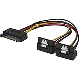 SATA Power Cable, CableCreation [2-PACK] 6-Inch SATA 15 Pin Male to 2xSATA 15 Pin Down Angle Female Power Splitter Cable