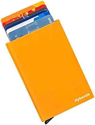 Hybands, Credit Card Holder RFID Blocking, Metal Wallet Automatic Pop-Up Sliding Aluminum Wallet with Money Clip Minimalist Design(Yellow)