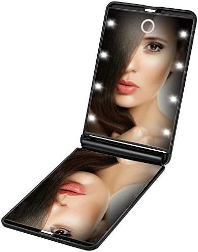 LED Lighted Makeup Mirror Travel Vanity Compact Mirror Touch Screen,Rotates 315 Degrees with 8 Dimmable Led Lights,Battery Operated