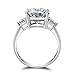 Erllo 5.5 Carats Cushion Cut 925 Sterling Silver Sona Diamond Cubic Zirconia CZ 3 Stone Engagement Wedding Ring