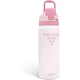 Aunt Insulated Stainless Steel Water Bottle with Straw for Sports and Travel, Best Aunt Ever, 32oz, Gifts for Women Mother's Day Birthday Christmas