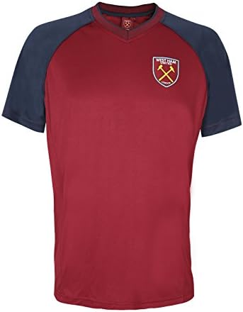 West Ham United FC Official Gift Mens Poly Training T-Shirt Claret V Neck Lge.