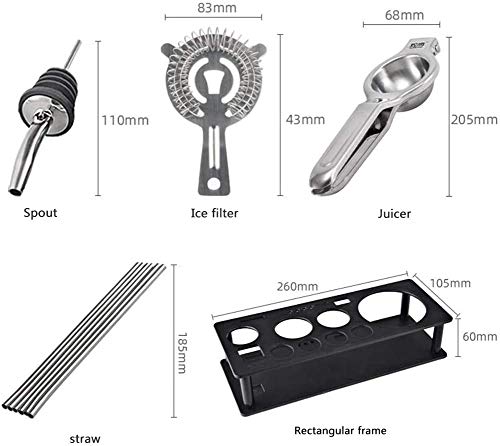 LKNJLL Edelstahl Boston Cocktail Shaker Bar Set Werkzeuge mit 700 ml / 500 ml Shaker Tins, Doppelmess Jigger, Rührlöffel… – Bild 5