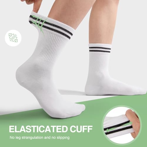 FALARY 6/12 Pairs Bamboo Fashion Sports Crew Socks for Men & Women | Soft, Seamless, Breathable, Anti Blister, comfortable, Suitable for Skateboarding Tennis Basketball and Everyday Wear