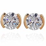 Yazilind Elegant 14K Gold Filled Round Cubic Zirconia Ball Small Stud Earrings for Women Gift Idea