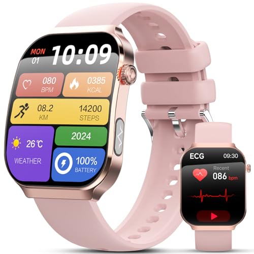 Lgnitek 2026 ECG+HRV Women's Smart Watch with BMI/Blood Pressure/Microcheck, 2.2'' Curved Screen 3D Ultra-Large Smartwatch with 24H Heart Rate Monitor, Body Temperature, Sleep, iOS Android