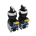 TWTADE / 2Pcs 22mm DPST 1 NO 1 NC 2 - Positions Latching Rotary Select Selector Switch 440V 10A LA38-11X/21