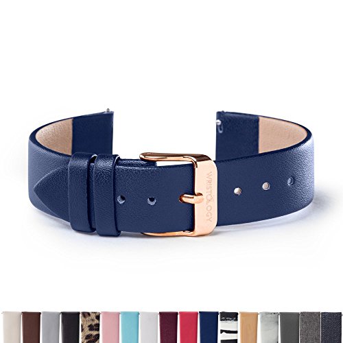WRISTOLOGY Rose Gold 18mm Womens Easy Interchangeable Watch Band (Navy Blue)