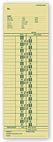 ABC Weekly Preprinted Record Time Cards, 3 1/2 x 10 1/2", Yellow - Bundle