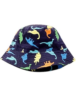 UPF 50+ Unisex Baby Cartoon Printing Small Dinosaur Cotton/Flower/Robot/Car Fisherman Hat Wide Brim Sun Hat
