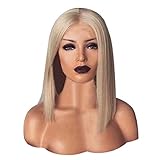 DOINSHOP Straight Bob Hair Cut Blonde Wig Density Remy Human Hair Blunt Cut Brazilian Wig for Women 14 inch