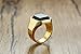 Gold Plated Stainless Steel Signet Rings with Black Agate for Men,Pinky Ring Band for Men,Gemstone Ring for Men,Size 8