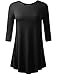 AMORE ALLFY Women's 3/4 Sleeve Round Neck Flare Hem Tunic Black Large