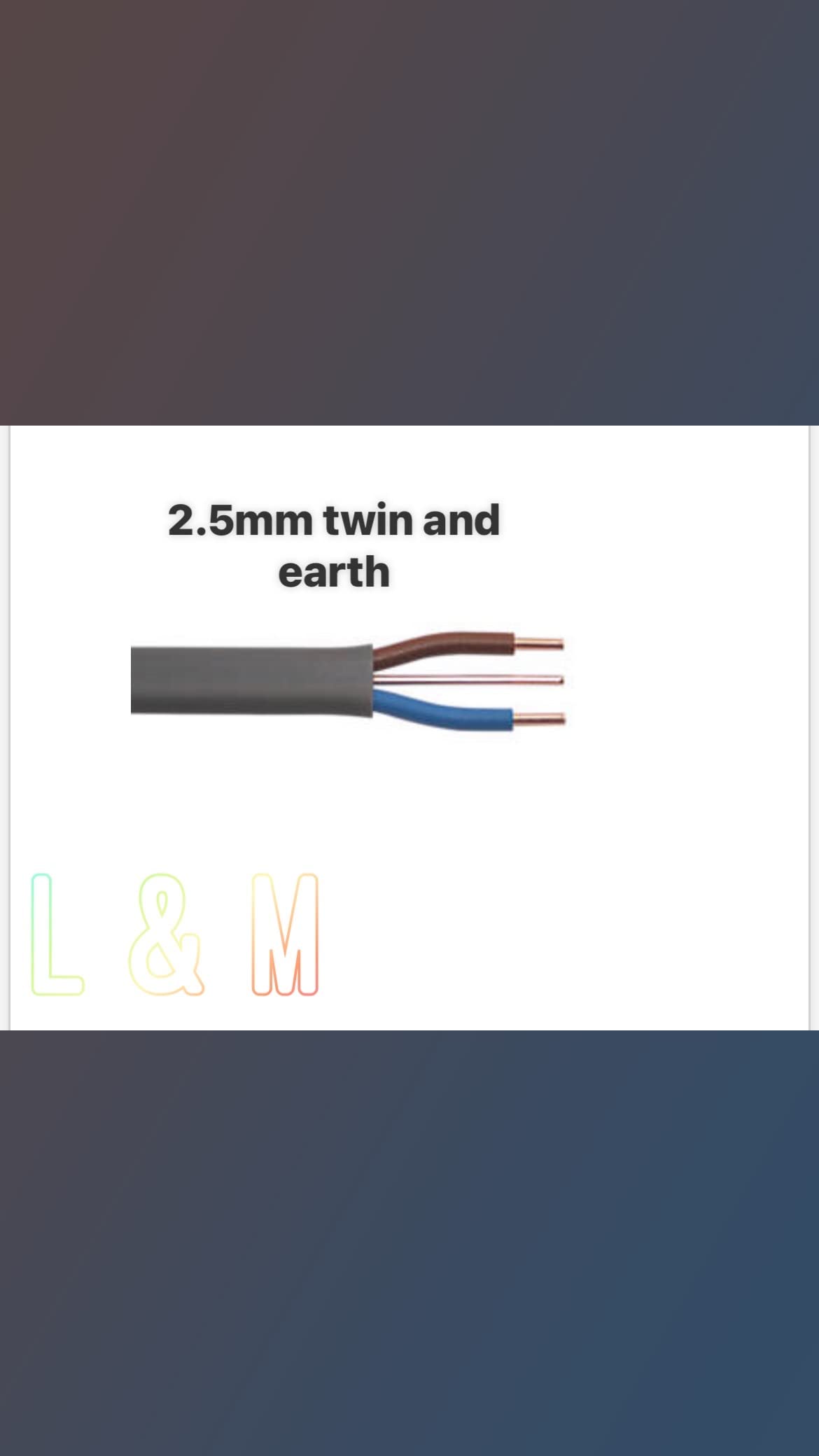 L&M 2.5mm Twin and Earth 6242Y Flat Grey Electric Cable - BASEC Approved - Additional Socket Cable (5 Metres)