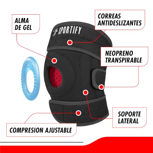 SPORTIFY Rodillera Ortopédica y Deportiva con Estabilizadores: Máximo Apoyo, Alivio del Dolor, Compresión y Transpirable para Hombres, Mujeres, Deportes, Tercera Edad y Recuperación Postoperatoria