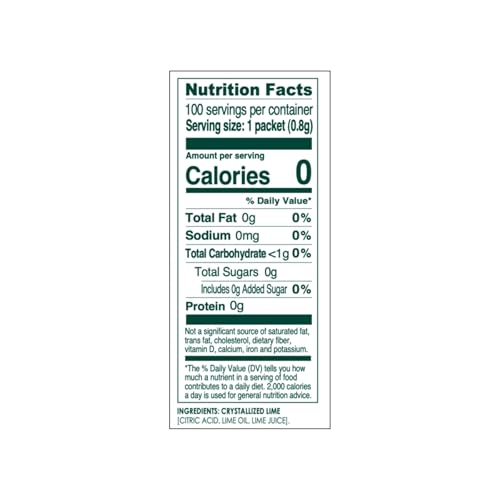 TRUE LIME WATER ENHANCER, BULK DISPENSER PACK (100 PACKETS), 0 CALORIE DRINK MIX PACKETS FOR WATER, SUGAR FREE LIME FLAVORING POWDER PACKETS, WATER FLAVOR PACKETS MADE WITH REAL LIMES