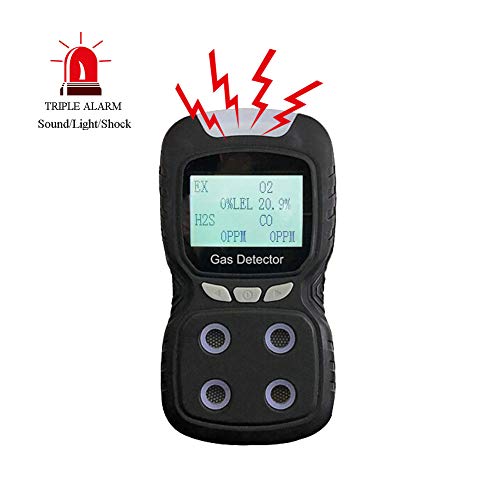 Portable Gas Detector, Gas Clip 4-Gas Monitor Meter Tester Analyzer, Rechargeable LCD Display Sound Light Shock Air Quality Tester, 2-Year Detector - Thumbnail 2