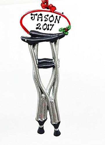 Personalized Crutches Broken Leg Christmas Ornament 2018 Free Personalization