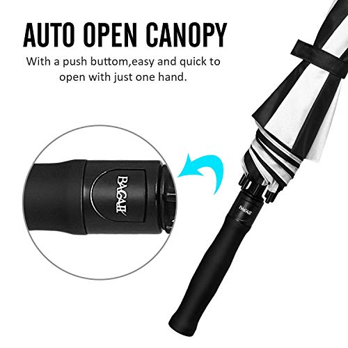 BAGAIL Golf Umbrella 68/62/58 Inch Large Oversize Double Canopy Vented Windproof Waterproof Automatic Open Stick Umbrellas for Men and Women (Black/White, 62 in)