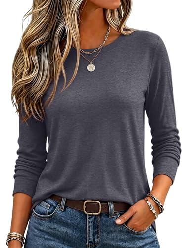 Zeagoo Womens Clothes Long Sleeve T Shirt Crewneck Basic Tee Business Casual Tops Fall Fashion Teacher Outfits Grey at Amazon