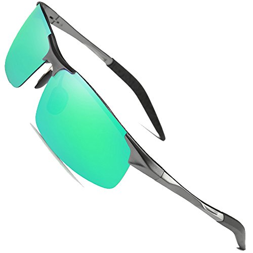 MOTELAN Men's Polarized Sunglasses for Driving Fishing Golf Metal Glasses UV400 Green