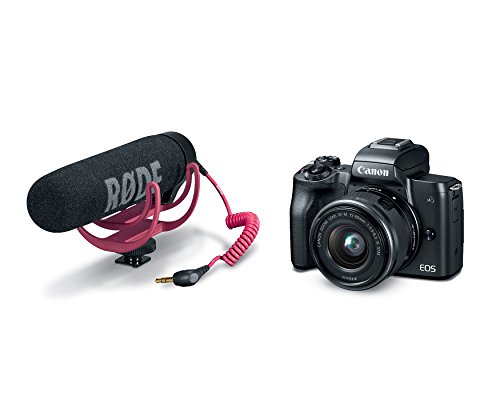 Canon EOS M50 Video Creator Kit with EF-M15-45mm Lens, Rode VIDEOMIC GO, and 32GB Sandisk Memory Card - Black - Canon