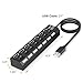 7-Port USB Hub with ON/Off Switch, Black