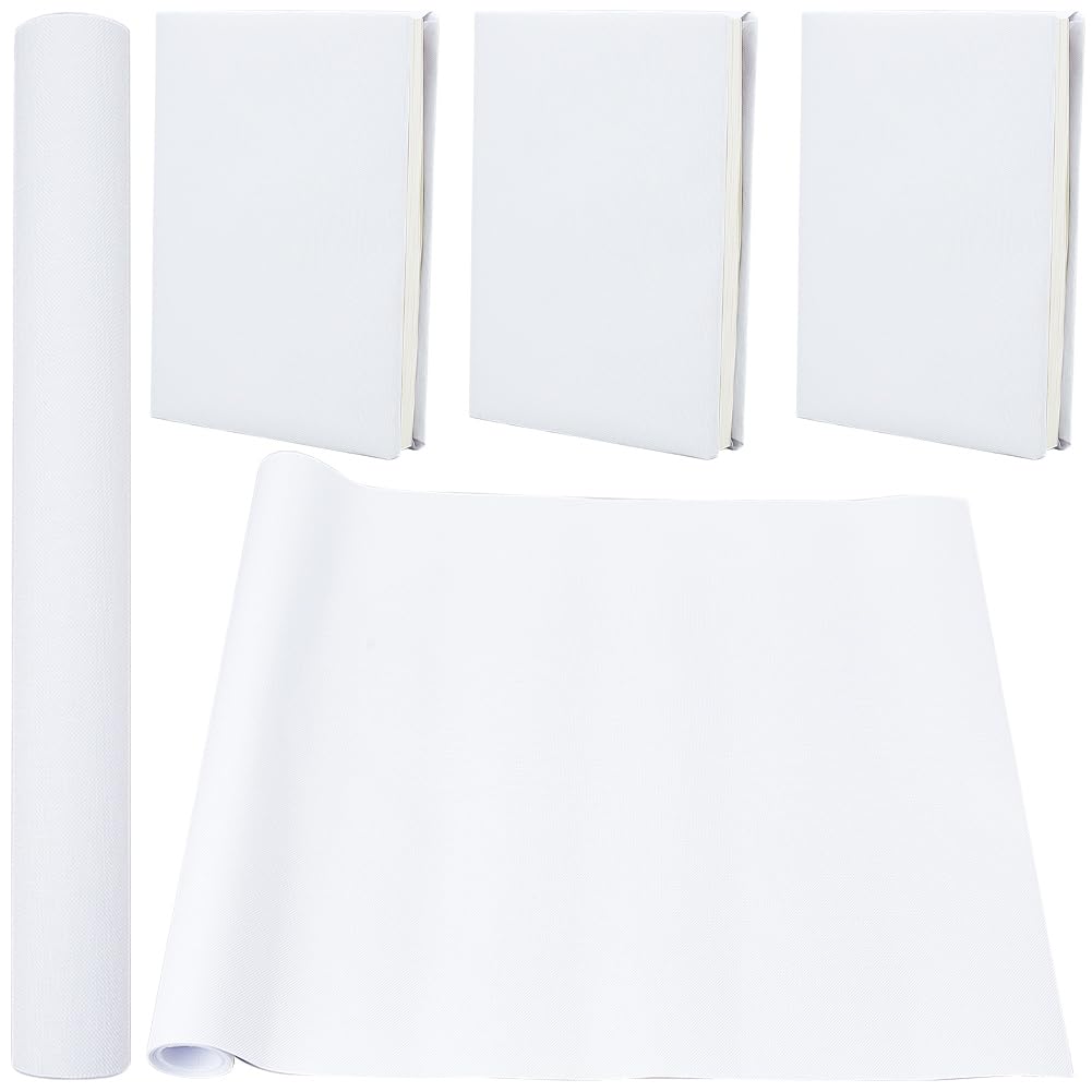 CRASPIRE 130 x 30cm Linen Book Cloth for Book Binding Fabric Surface Paper Backed Bookcover Books Album Scrapbooking Archival DIY Covering Protector Bookcloth Bookbinding Supplies Linen White