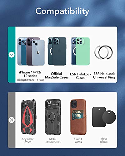 ESR HaloLock Magnetic Wireless Car Charger, Fast Charging, Air Vent Mount, Compatible with MagSafe Car Charger, Caseless iPhone 14/13/12 Series Phones and Magnetic Cases, Not for iPhone 14 Pro, Black