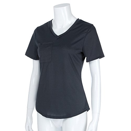 WEUIE Womens Tops Hot Sale Women Summer Plus Size Casual Solid Short Sleeve T-shirt Tank Top Blouse (2XL,Dark Gray - Thumbnail 4