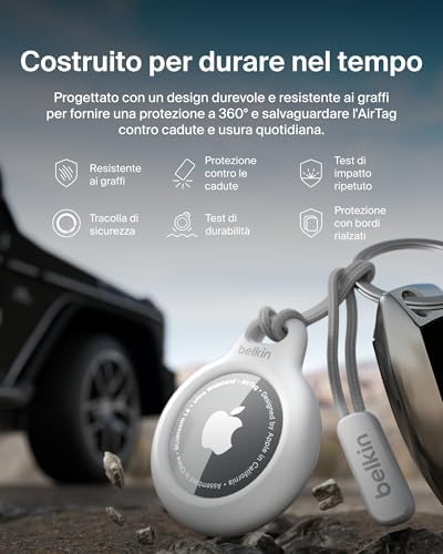 Custodia per AirTag con laccetto Secure Holder, guscio protettivo antigraffio per Air Tag – Bianco, Normal