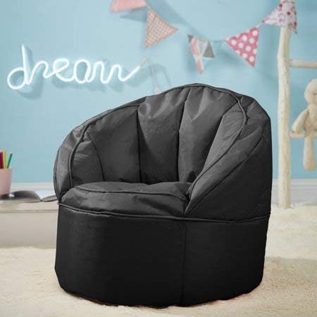 Convenient,Super Soft and Comfortable Urban Shop Canvas Bean Bag Chair,Conform toYour Body,Ideal for Use When Reading,Gaming,Watching TV or Lounging,Child: 20.75" L x 22.5" W x 17.36" H,Black