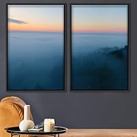 2 Piece Framed Canvas Wall Art Sunset in The Mountains Canvas Prints Home Artwork Decoration for Living Room,Bedroom - 16