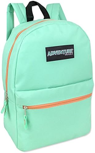 Adventure Trail School Camping Travel Work Girls Boys Zipper Backpack 17" Jp (Mint Green)