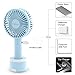 vatemax Mini Handheld Fan, Rechargeable 2600mAh Personal Fan 3 Speeds Portable Fan Strong Airflow Desktop Fan with Base Plus 6ft USB Cable for Home,Office,Travel,Disney,Football Game Use (Blue)