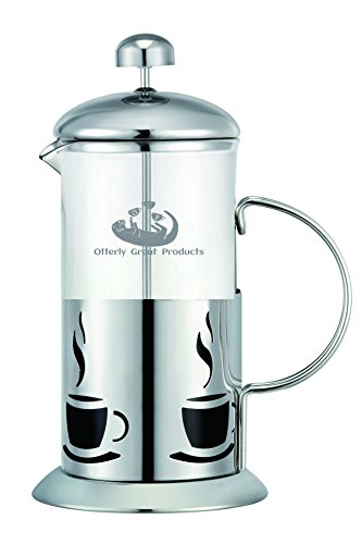 French Press Coffee Maker 1 liter 4 Cup, Quality Glass and Stainless Steel