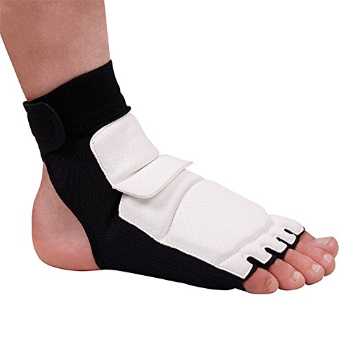 Luerme Taekwondo Foot Protector Protective Gear Professional Boxing Fitness Martial Arts Fight Boxing Punch Bag Sparring Training MMA UFC Thi Leather for Men Women Kids S-2XL (S) - Thumbnail 6