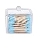 Qtip Holder, McoMce Clear Cutip Holder, Plastic Cotton Swab Dispenser, 2PCS Cotton Ball Holder, Square Cotton Balls Containers - Canister Jar Set Storage for Cotton Swabs, Cosmetics, Jewelry, Snack