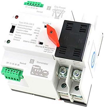 GAEYAELE W2R Mini ATS 2P Automatic Transfer Switch Electrical Selector Switches Dual Power Switch Din Rail Type ATS 63A 100A (W2R 2P 16A)