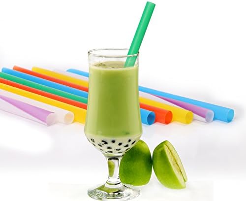 Bubble Tea &amp; Smoothie Straws, Wide Drinking Straw for Thick Milkshake Slushie Boba, 100 / Bag, Individually Wrapped, 6+ Assorted Colors Party Straws (0.43” Wide 7.5” Long)