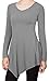 [DRSKIN] Women Handkerchief Hem Long Sleeve Tunic Top (XL, Gray)