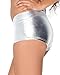 iHeartRaves Metallic Booty Shorts for Women - Shiny Dance Rave Bottoms (Silver, Large)