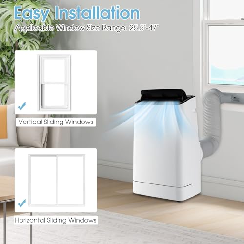 KOTEK Portable Air Conditioner with Heat, up to 800 Sq.Ft, 15000 BTU 4-in-1 AC Unit for Bedroom with Auto Swing, APP/Remote Control, Window Kit, Sleep Mode & 24H Timer for Home & Office
