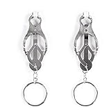 Nipple Clip Sexy Trefoil Nipple with Metal Ring Vagina Clip Play for Men and Women Silver