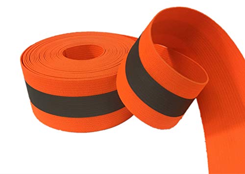 High Visibility Reflective Fabric Ribbon for Cothing Safety Fabric Gear Webbing Trim Strip 4cm/1.57" (Orange, 5 Yards)