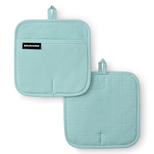 KITCHENAID Gourmet Series Gridlines Pot Holders 2-Pack Set, Heat Resistant up t…
